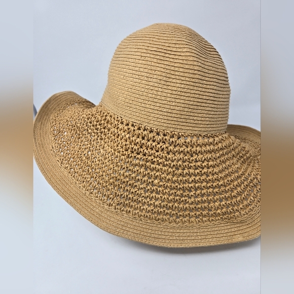 J. CREW TEXTURED SUMMER STRAW HAT DUSTY DUNE SHAPED SUN HAT WOMEN OS VACATION - Picture 2 of 16